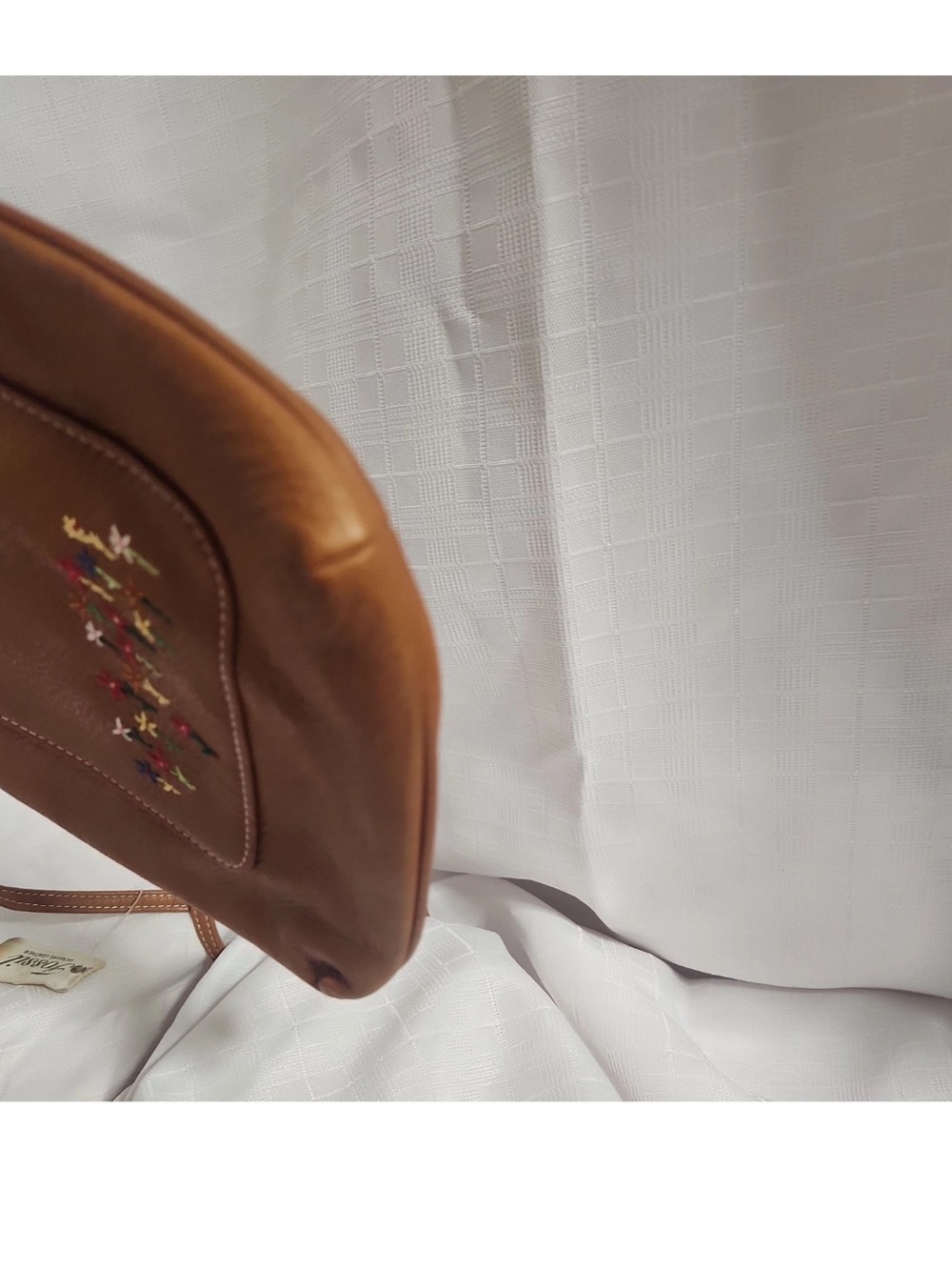 Fossil Brown Leather Crossbody with Colorful Floral Embroidery - Picture 7 of 9